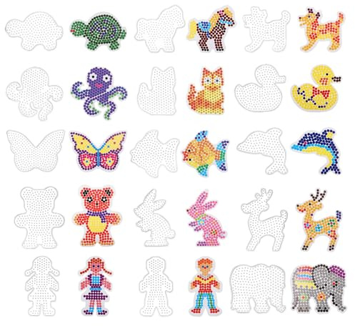 Bases per Perline da Stirare,15 PCS Pegboard per Perline a Fusione 5mm Piastra per Perline da Stirare con Carte Colorate per Perline per Modelli Divertimento Creativo