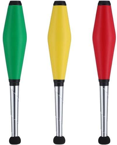 TOYANDONA Juggling Pins Set 3 Pcs Juggling Clubs Red Yellow Green for Adult Training Boys and Girls Entertainment
