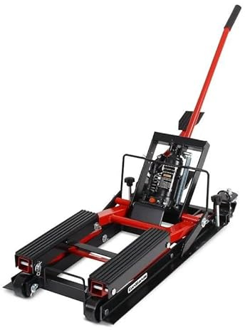 Caballete elevador de moto Mid-lift L, puente elevador hidráulico, para moto Chopper, rojo, capacidad 680 kg, gato hidráulico