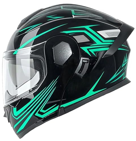 Caschi Modulari Motociclo Omologato ECEDOT Casco Moto Integrale Apribile con Doppia Visiera Casco Moto Modulare per Uomini e Donne Adulti Caschi Protettivo Corsa Motocross C,L=59~60CM