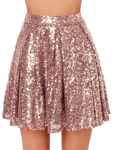 Generico Gonna con Paillettes per Donna Gonne Lucenti Elastiche Gonne Eleganti Corte Donna