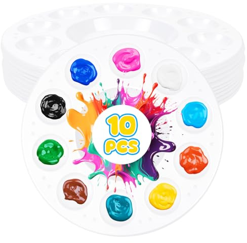 Alaoo Paletas de Mezclas de Pintura Colores,10PS Bandejas Redonda Pintura