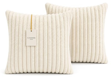 Consentida Home Set De 2 Cojines para Sofa con Relleno De Fibra De Alta Densidad para Decoracion De Salon Y Cama Soft Touch Pana Ancha Beige 45 X 45 Cm