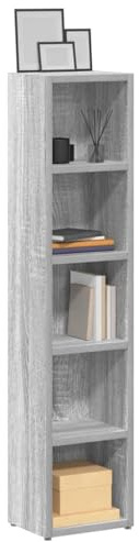 CD-hyllor 2 st. Grått Sonoma trämaterial 21 x 16 x 93,5 cm med 5 fack, kompakt utrymmesbesparande, modern stil, förvaringsutrymme för CD-skivor DVD-skivor Blu-rays, lämplig för vardagsrum kontor