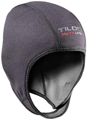 Tilos 1mm Metal-Light Coated Neoprene Adjustable Beanie for Surf Surfing Kayak Rafting Canoe Snorkel Swimming Cap Hat (Black, Medium)