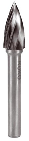 RUKO 116025A - Fresas metal duro para aluminio forma G - SPG Arco en punta (6 x 56 mm)