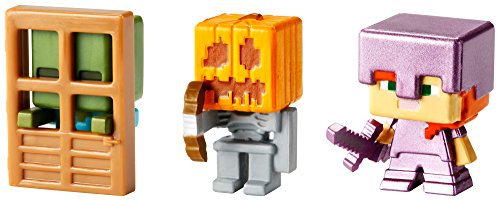Minecraft Series 4 Mini Figs Alex w/Ench Armr Age 3+, Skltn w/Pmpkn Armr N Zomb at Door