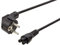 PremiumCord Netzkabel Mickey Mouse 230V 1m, Stromkabel mit Schutzkontakt gewinkelt auf Kaltgerätebuchse IEC 320 C5, PC Netzkabel 3 Polig, Farbe schwarz