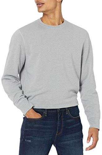 Amazon Essentials Sudadera Ligera de vellón de Rizo francés con Cuello Redondo y Manga Larga para Hombre, Color Gris Claro Jaspeado, Talla L