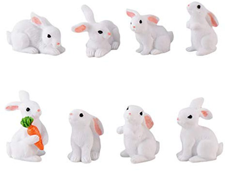 SOIMISS Mini Hase Figur Ostern Kaninchen Dekofigur Miniatur Osterhase Figur Tierfigur Blumentopf Ornament für Ostern Sukkulenten Pflanzer Mikrolandschaft Puppenhaus Deko 8 Stück (zufälliger Stil)