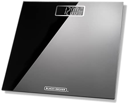 BLACK+DECKER BXBS0002GB Digital Bathroom Scale, High Precision Sensor System, Durable Tempered Glass, LCD Display, Black