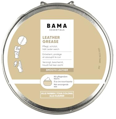 Bama Leather Grease Cire d'entretien pour chaussures pour l'entretien et la protection du cuir, cire neutre pour cuir, convient pour toutes les couleurs, 100 ml, neutre
