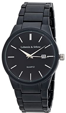 Lobstein & Söhne® Armbanduhr 12-Stunden Analog-Ziffernblatt, Wasserdicht bis 3 ATM, Verstellbarer Verschluss, inkl. Batterie und Verpackung, für Mode und Freizeit (Oskar - schwarz)