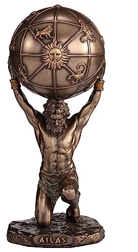 Veronese Design Atlas The Titan Who Holds The Sky Kunstharz-Skulptur Kaltguss-Bronze-Finish 14 cm