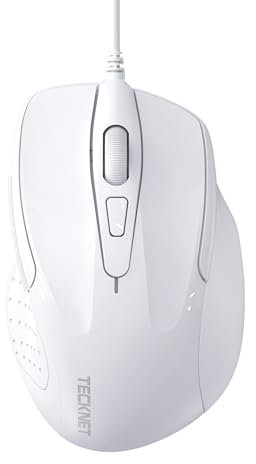 TECKNET Maus mit Kabel, Computermaus mit 6 Tasten, 6400 DPI, Ergonomisches Optical Business Kabelgebundene Maus für PC, Laptop, USB-Kabel 150 cm