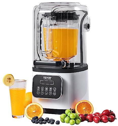 VEVOR Mixer kommerzieller Standmixer 2200 W mit Schutzschild, Hochleistungsmixer Power Profi Mixer Küchenmixer mit 9 Geschwindigkeiten und 5 Funktionen, für gefrorene Getränke Shakes Smoothies