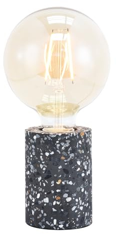 Happy Homewares Modern and Unique Black Mosaic Concrete Table Lamp for Vintage Industrial Feature Style Light Bulbs | 1 x E27 60w Maximum | 11cm x 8cm