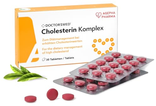 Cholesterin Komplex - Natürlicher Cholesterinsenker mit Monacolin K aus rotem Reis - Glutenfreies, laktosefreies, veganes Nahrungsergänzungsmittel - Made in Europe (30 Tabletten)