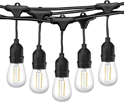 Generico Catena luminosa da esterno catenaria pendente 10 metri prolungabile con 10 portalampada E27 lampadine non incluse