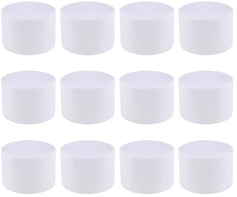 VABNEER 12 Rollen weiß Krepppapier, 4.5cm x 25m Kreppbänder für Hochzeit Geburtstags Party Feier Dekoration