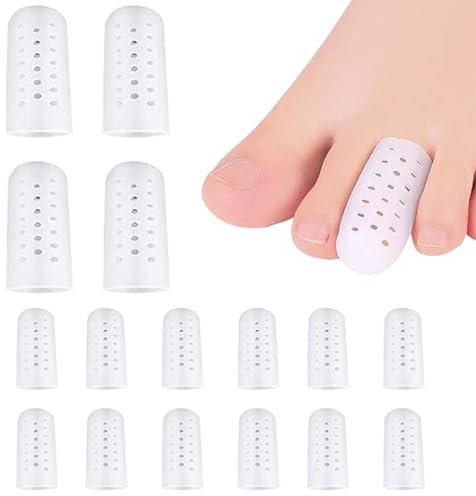 SULIUDAJI 16 Stück Zehenkappen,Silikon Zehenschutz Großer Zeh Gel-Zehenkappe,Weiches Zehenschoner,Zehenpolster Für Blasen Hühneraugen Hammerzehen