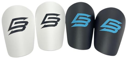 Mini Schienbeinschoner Fußball | 2 Paar Mini Schienbeinschoner Weiß und Schwarz | Kleine Schienbeinschoner 10x6 cm | Mini Shin Pads