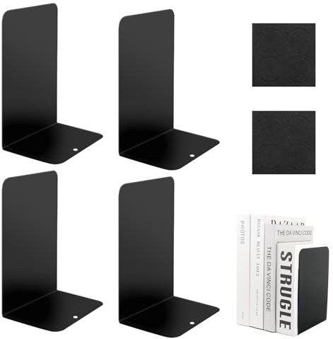 Buchstütze 2 Parr(=4 Stück), Buchstützen Metall, Bücherhalter Regal Eindicken Schwere, Bookends für Büro/Schule/Zuhause, Book Holder Bibliothek Shelves, Bücherstopper CD Kinder, 19.5x13x 9.5 cm