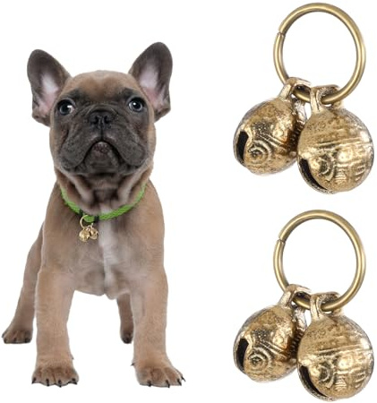 Styquenzer Cloche en cuivre pour collier de chien, 4 clochettes en laiton extra fort pour le suivi des animaux de compagnie, le dressage anti-perte, accessoires de pendentif antivol pour petits chiens
