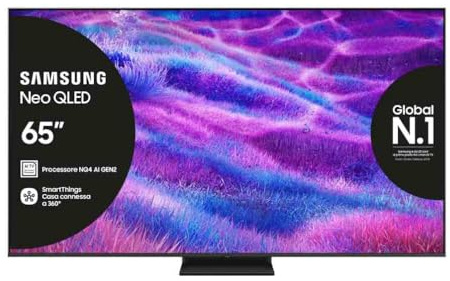 Samsung Smart TV 65'' QE65QN83FAUXZT Neo QLED 4K Mini LED, NQ4 AI Gen2 Processor, 4K AI Upscaling, AI Customization Mode, Dolby Atmos & OTS Lite, Simple Chamfer Design, 2025