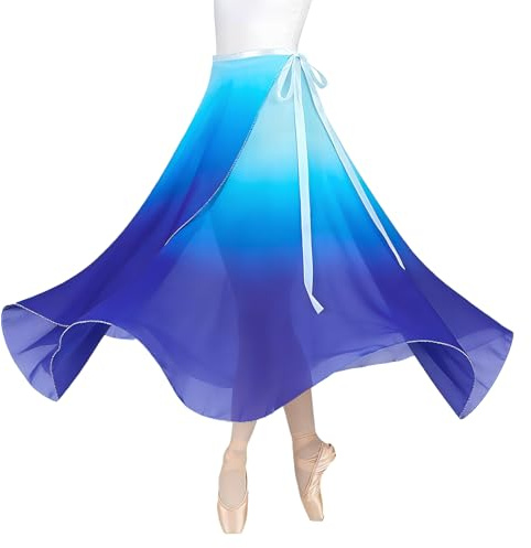 Baisdan Jupe Danse Classique, Jupe Ballet Longue Portefeuille en Mousseline avec Ceinture Réglable pour Femmes