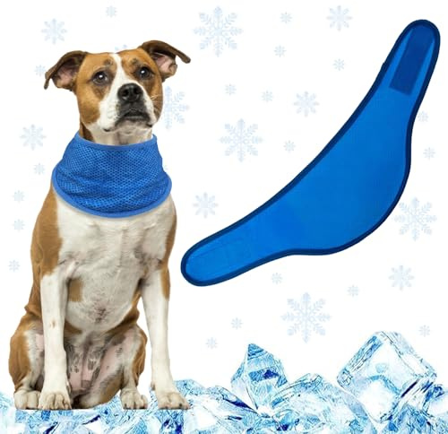 KASESSS Kylande hundbandana för hundar, kylande hundhalsduk, andningsbar kylande hundhalsband för att kyla hunden på sommaren, bekväm justerbar sommar för husdjur, blå, L