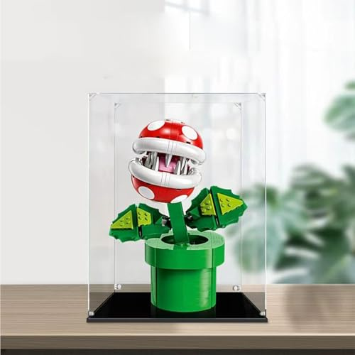 Vitrina acrílica Transparente, Vitrina Expositora para Lego, Colecciones ,Caja de Acrílico para el Hogar para Objetos de Colección (Base Negra, 25x25x25CM)