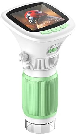Sprifityy Microscopio Digitale Bambini, microscopio portátil de 2,4, fotocamera con zoom 1000x, 4 Livelli di Regolazione,con Funzione Foto Video, Regali al Microscopioper Bambini 3+ Anni - Verde