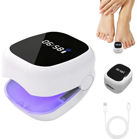 Dispositivo Trattamento Laser Micosi Unghie,Terapia Luce Blu UV Infrarossi, Rigenerazione Unghie Danneggiate Unghie Terapia Laser Portatile Luce Infrarossa 910nm e Blu 460nm per Unghie e Unghie Piedi