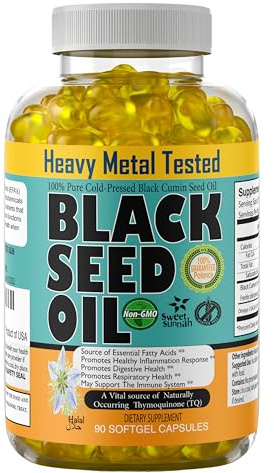 Black Seed Oil Capsules 1000mg - Lab Tested Turkish Nigella Sativa with 3X Thymoquinone (90 Softgels) - USA Made, Cold-Pressed Kalonji Oil - Pure Non-GMO Sweet Sunnah for Hair, Brain & Immune Support