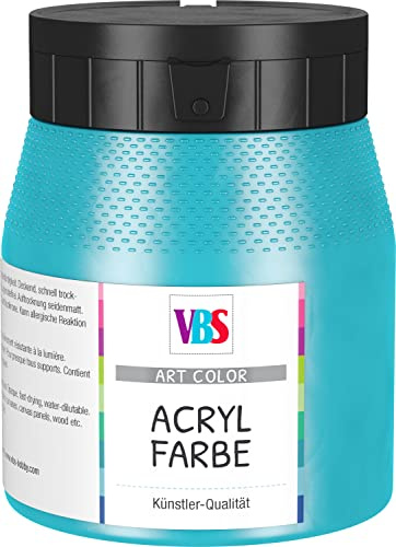 VBS Acrylfarbe 250 ml Künstlerfarbe seidenmatt lichtecht speichelecht lösungsmittelfrei ganzjährig geeignet Türkis