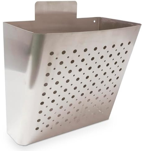 Amig - Cesta de Publicidad con Rejilla Frontal - Buzón Exterior para Propaganda - Para Paredes o Muros Exteriores de Portales o Entradas - Acero Inoxidable - Plateado - 32 x 36 x 19 cm