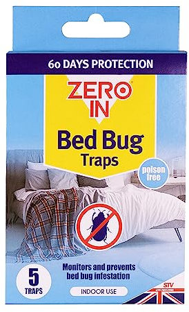 Zero In Bed Bug Trap - 5-Pack, Ready-To-Use, Poison-Free Treatment, Bed Bug Detector, Monitors Infestation