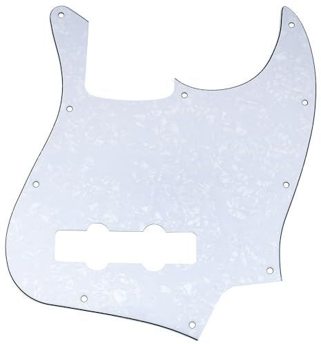 Musiclily 10 Fori J Bass Battipenna Pickguard per Basso Elettrico Fender American/Messicano Standard Jazz Bass, 4 strati White Pearl