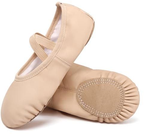 Dynadans Soft Leather Ballet Shoes/Ballet Slippers/Dance Shoes for Girls and Boys (Toddler/Little/Big Kid/Women)-Nude-2M Little Kid
