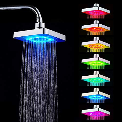 Cabeza de ducha LED con 7 colores, temperatura del agua, color controlado, cambio de ducha y cabecera, cuarto de baño, montado en el techo