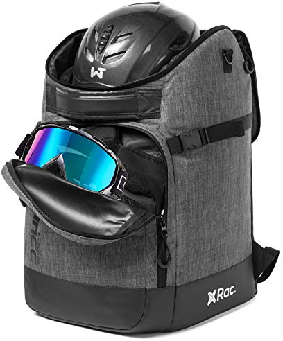 Ski Boot Bag Snowboard Boots Backpack Skiing and Snowboarding 50L Travel Luggage with Waterproof Exterior Stores Gear for Helmet,Gloves,Goggles & Accessories for Men Women and Youth Gray