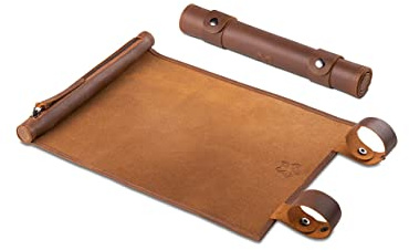 Melia Games RPG Rolling Dice Mat - Handmade Genuine Leather Dice Mat - Pen and Paper Mat for Fantasy Gamer (Tobacco)