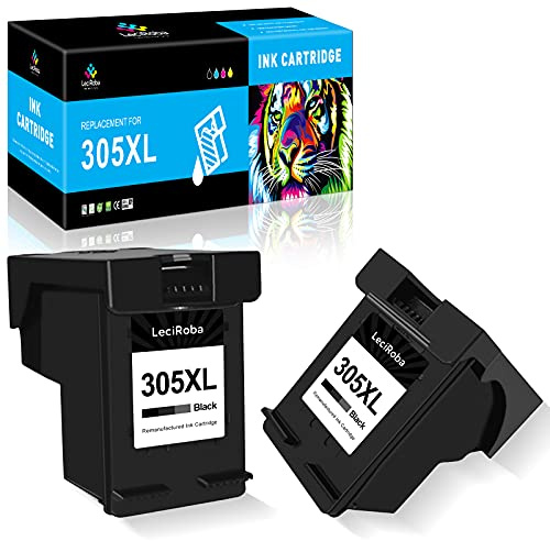LeciRoba 305xl druckerpatronen schwarz Ersatz für hp 305 XL 305 druckerpatronen schwarz für HP Deskjet 2710 2720 2724 4110 4120 4158 Envy Serie 6010 6020 6030 6032 6420 6432 6475 (2-Schwarz)