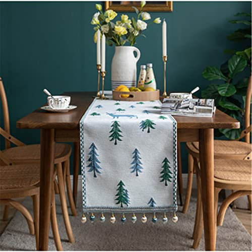 SWECOMZE Tischdecke Weihnachten Abwaschbar Wald Hirsch Tischläufer Weihnachten Weihnachtstischläufer zum Sticken Weihnachtstischdecken Weihnachts Tischdecke (35 * 220cm)