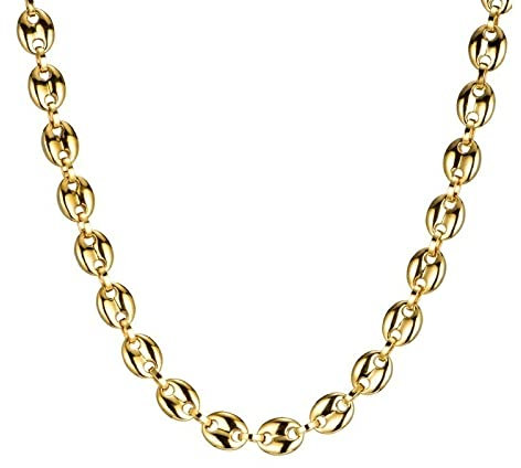WEIYIing Einfache Goldfarbe Bohnenkette Halskette Klassische Mode Männer und Frauen Casual Hip-Hop Party Schmuck,Gold