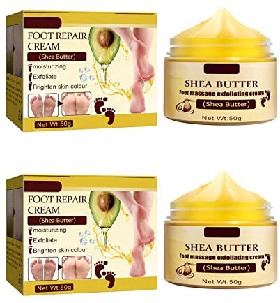 50g Foot Massage Cream, Feet Exfoliating Moisturizing Skin Repair Care Scrub, Skin Healing Ointment for Cracked Heels and Dry Feet (2 Pcs)