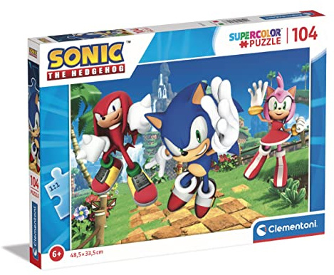 Clementoni - 27256 - Supercolor Puzzle - Sonic - 104 Pezzi - Puzzle Bambini 6 Anni, Puzzle Cartoni Animati - Made In Italy