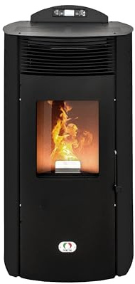 STUFE A PELLET ITALIA Siberia Aria New 15 KW Canalizzata WiFi - Stufa ad Aria Ventilata Efficienza 92% Scalda 140m² Autonomia 30H Programmabile 5 Velocità e Potenze Garanzia 24 Mesi Nero
