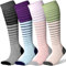 LEVSOX Calcetines de compresión de bambú para mujeres y hombres, 20-30 mmHg, hasta la rodilla, bonitos calcetines de apoyo para enfermeras, mujeres embarazadas, viajes, 4 pares, mezcla 5, M